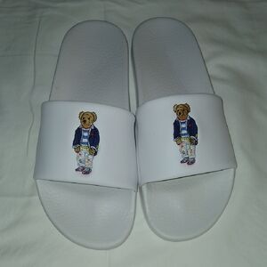 Mens White Bear Slide Sandals